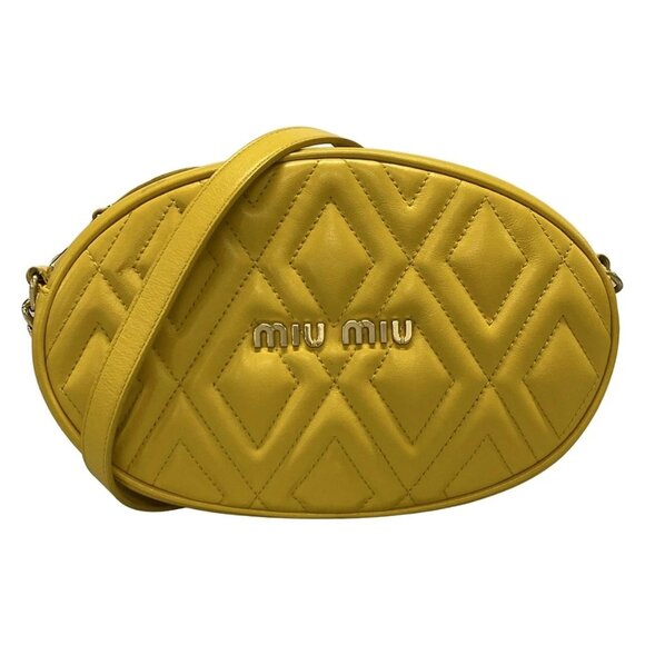 miumiu - Dark yellow Leather Shoulder Bag 729-080825 - Picture 1 of 14